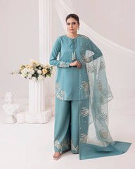 Captivating Embroidery Work Sky Blue Color Palazzo Suit