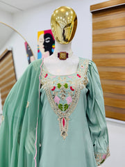 Classy Sequence Work Sky Blue Color Palazzo Suit