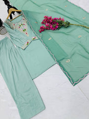 Classy Sequence Work Sky Blue Color Palazzo Suit