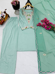 Classy Sequence Work Sky Blue Color Palazzo Suit