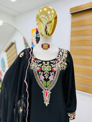 Classy Sequence Work Black Color Palazzo Suit