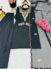Classy Sequence Work Black Color Palazzo Suit
