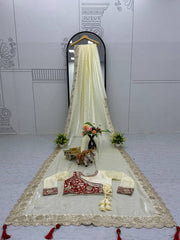 Trendy Gota Pati Work Off White Color Saree With Pink Blouse