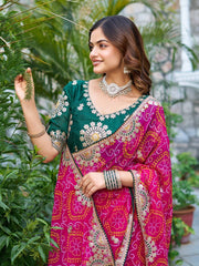 Festive Special Gota Pati Work Pink Color Saree