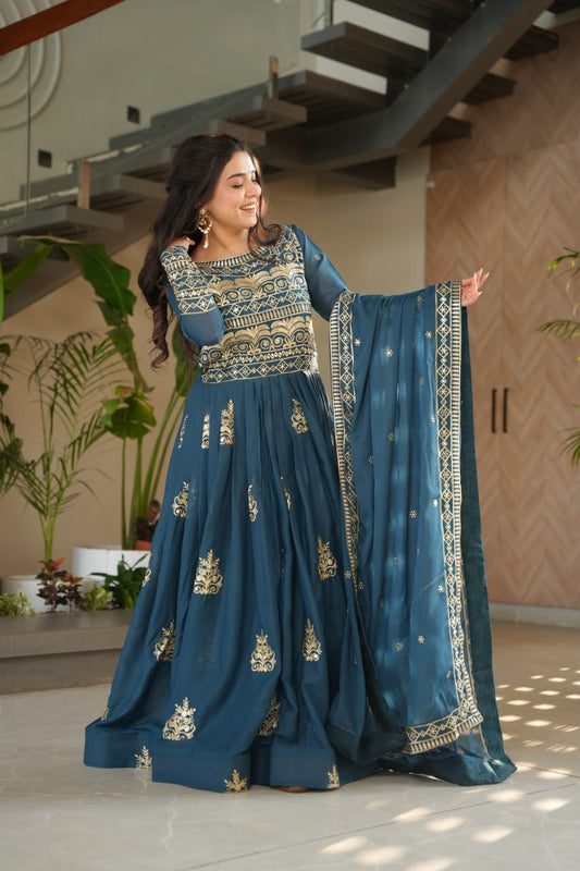 Function Wear Embroidery Work Rama Color Gown