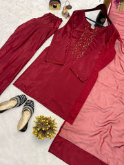Beautiful Sequence Work Red Color Patiala Suit