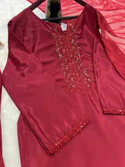 Beautiful Sequence Work Red Color Patiala Suit