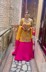 Glimmering Crep Silk Mustard Color Lehenga Choli