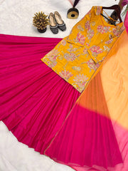 Glimmering Crep Silk Mustard Color Lehenga Choli