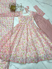 Precious Chiffon Floral Print Peach Color Anarkali Suit