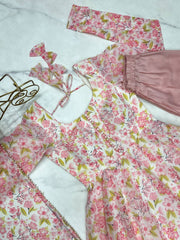 Precious Chiffon Floral Print Peach Color Anarkali Suit