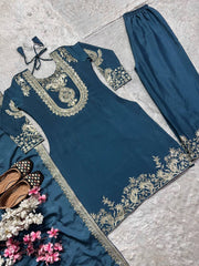 Preferable Embroidery Work Blue Color Salwar Suit
