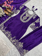 Preferable Embroidery Work Purple Color Salwar Suit