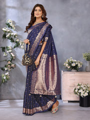 Occasion Wear Blue Color Banarasi Silk Saree