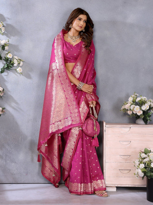 Occasion Wear Pink Color Banarasi Silk Saree
