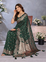 Attractive Banarasi Silk Green Color Saree