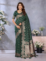Attractive Banarasi Silk Green Color Saree
