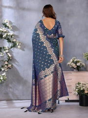 Attractive Banarasi Silk Teal Blue Color Saree
