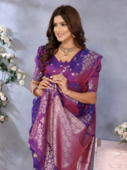Attractive Banarasi Silk Purple Color Saree