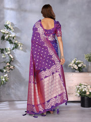 Attractive Banarasi Silk Purple Color Saree