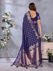 Attractive Banarasi Silk Navy Blue Color Saree