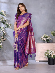Attractive Banarasi Silk Purple Color Saree