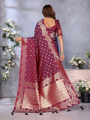 Attractive Banarasi Silk Wine Color Saree