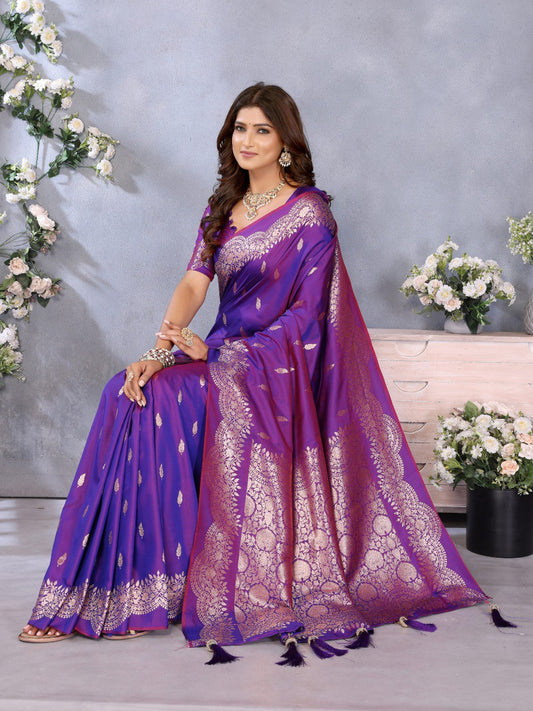 Captivating Purple Color Silk Saree