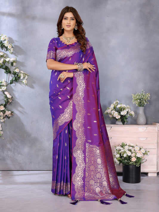 Captivating Purple Color Silk Saree