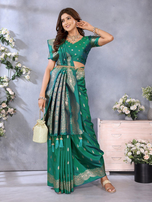 Captivating Rama Color Silk Saree