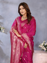 Captivating Pink Color Silk Saree