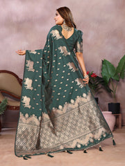 Wedding Wear Green Color Banarasi Silk Saree
