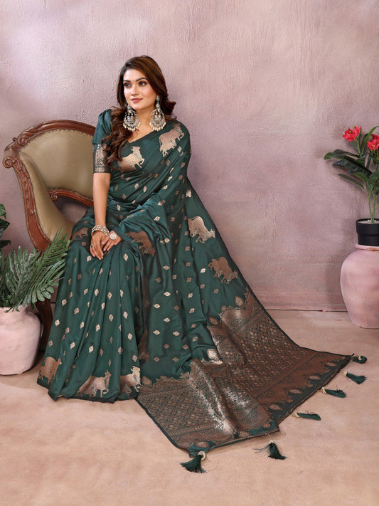 Wedding Wear Green Color Banarasi Silk Saree