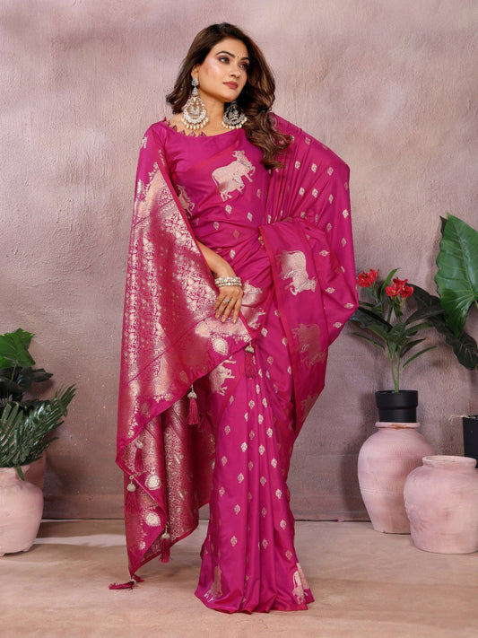 Wedding Wear Pink Color Banarasi Silk Saree