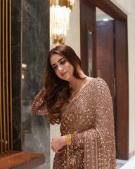 Party Wear Sequence Work Light Pink Color Saree