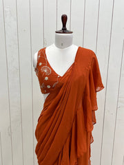 Stylish Orange Color Draped Saree