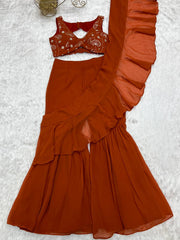 Stylish Orange Color Draped Saree