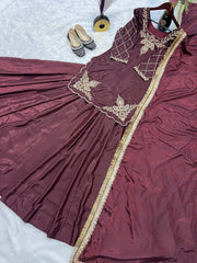Designer Hand Work Wine Color Top With Lehenga