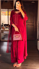 Admiring Sequence Work Red Color Salwar Suit