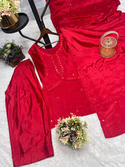 Admiring Sequence Work Red Color Salwar Suit