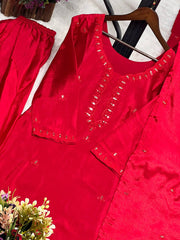 Admiring Sequence Work Red Color Salwar Suit