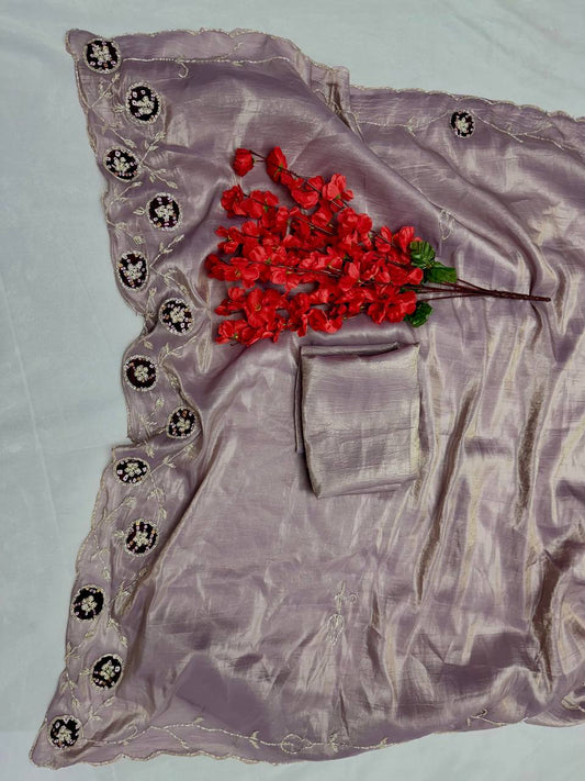 Delightful Onion Color Saree