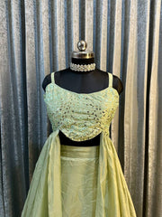 Occasion Wear Teby Silk Pista Color Lehenga Choli