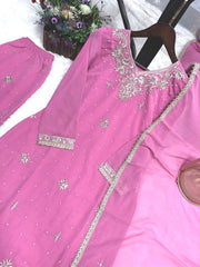 Presenting Embroidery Work Pink Color Palazzo Suit