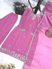 Presenting Embroidery Work Pink Color Palazzo Suit
