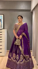 Bridal Wear Heavy Work Purple Color Lehenga Choli