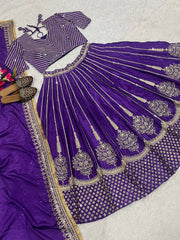 Bridal Wear Heavy Work Purple Color Lehenga Choli