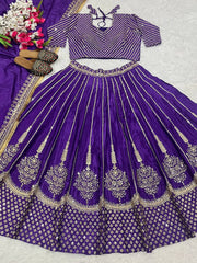Bridal Wear Heavy Work Purple Color Lehenga Choli