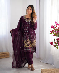 Precious Heavy Work Wine Color Salwar Suit