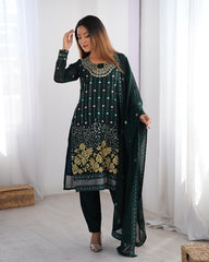 Precious Heavy Work Green Color Salwar Suit